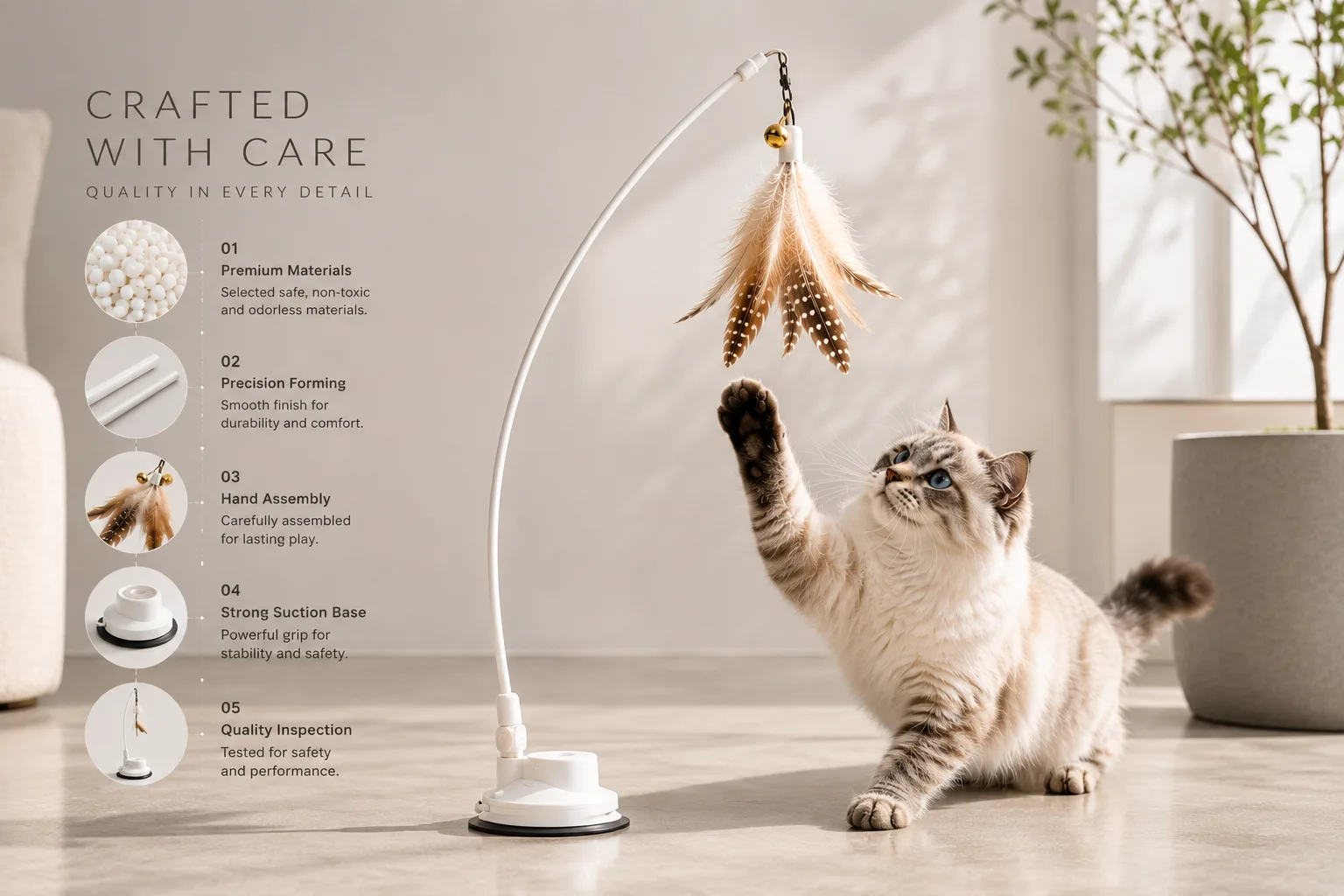FlexPlay Suction Feather Cat Wand